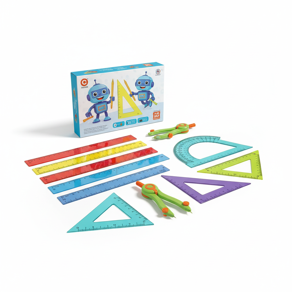 طقم أدوات هندسية للأطفال - 8 قطع