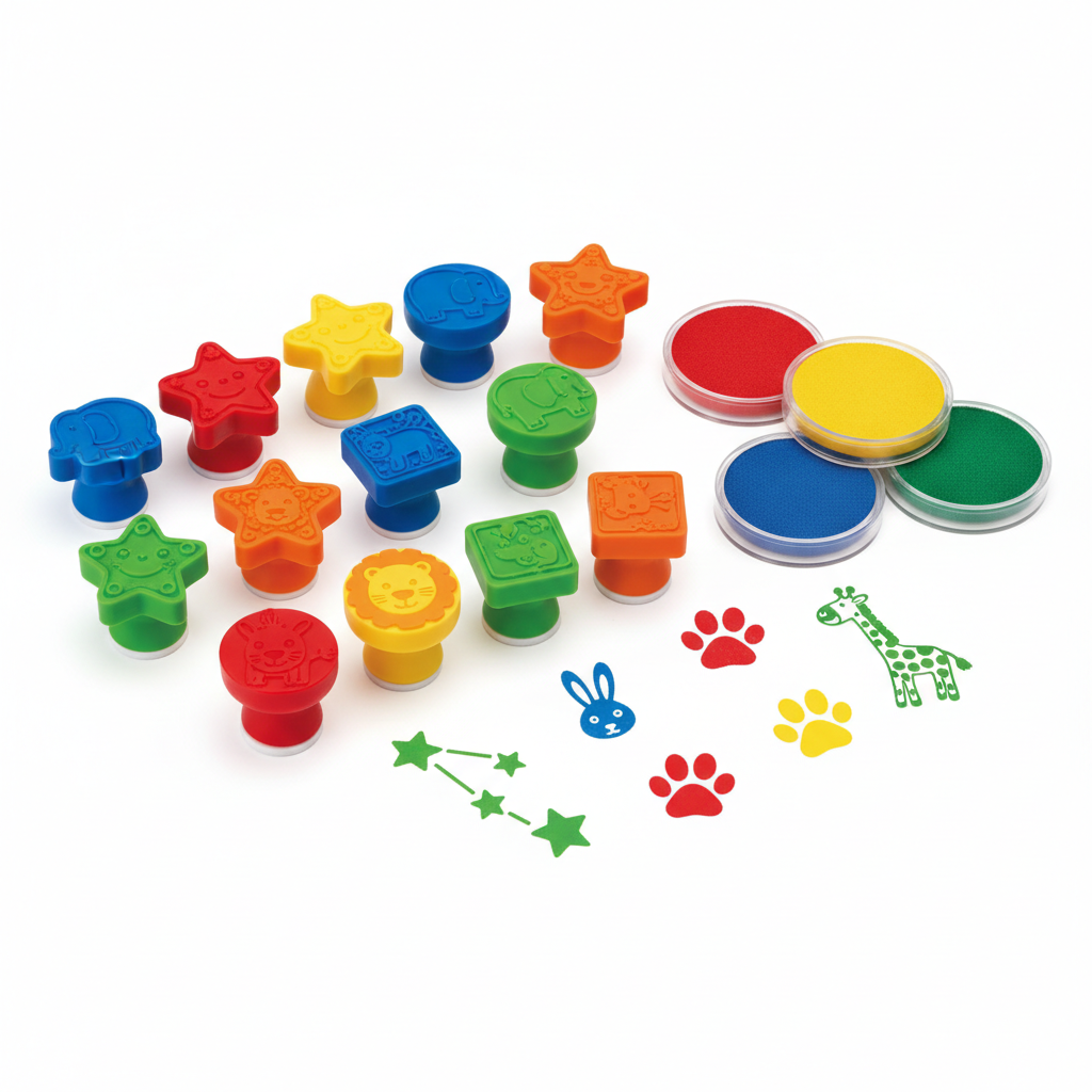 مجموعة ختم وطباعة للأطفال - 20 قطعة